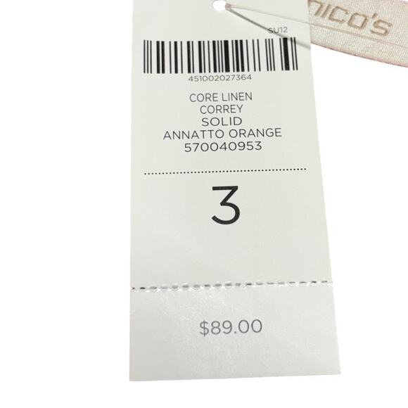 NWT Chico's Core Linen Corey Open Front High Neck Jacket Annatto Orange Size 16 - Picture 6 of 8